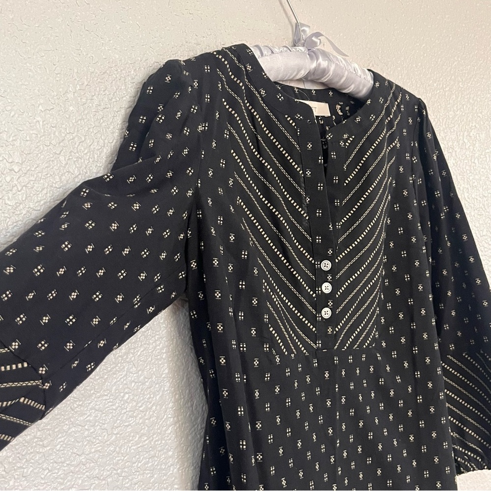 NEW LOFT Black and White Patterned Long Sleeve Dress size XS - Picture 3 of 8